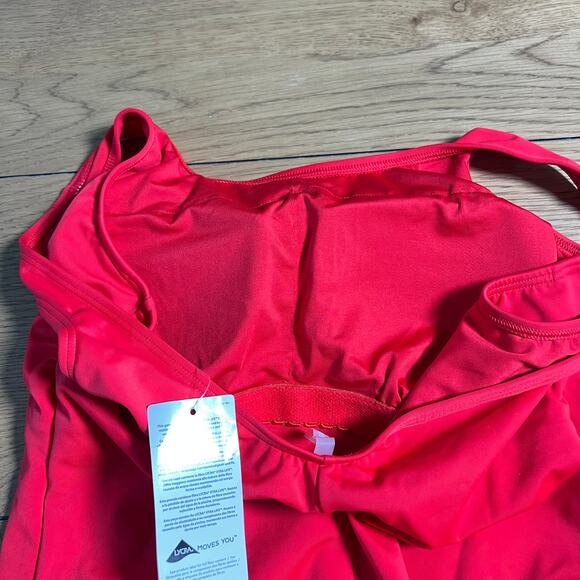 LANDS END Mastectomy Scoop‎ Neck Tugless One Piece Swimsuit Red Womens 12 - Picture 4 of 5